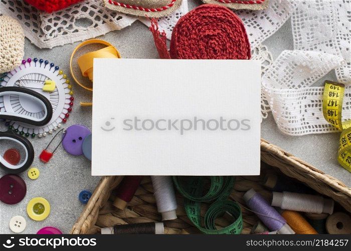 empty white card haberdashery colourful accessories