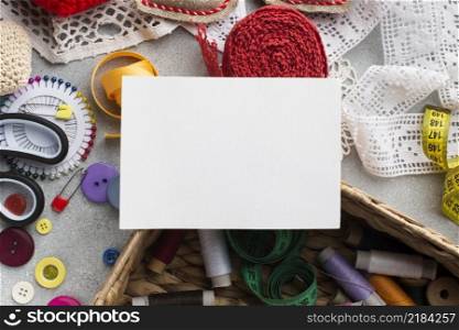 empty white card haberdashery colourful accessories