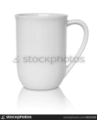 empty white cup isolated on white background