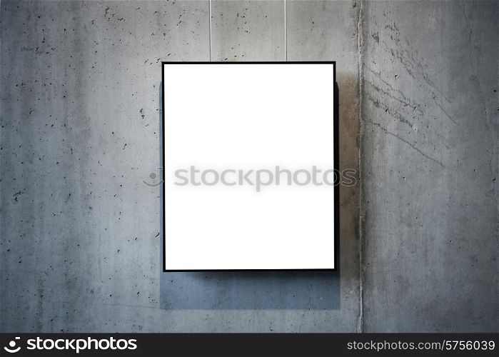 Empty white isolated frame on the wall