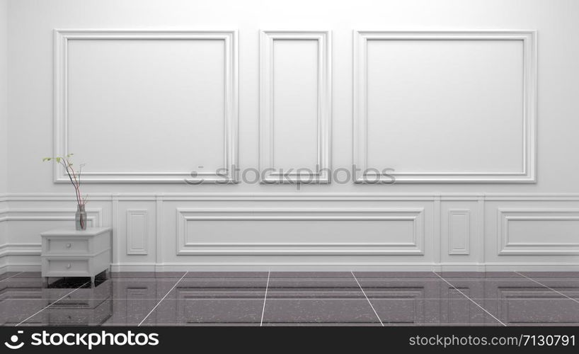 Empty white luxury room interior. 3d rendering