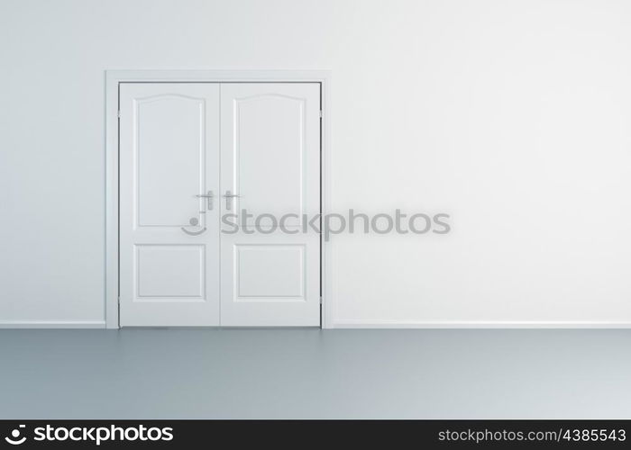 empty white room with closed door