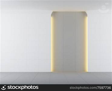 empty white room with lighting, 3d rendering