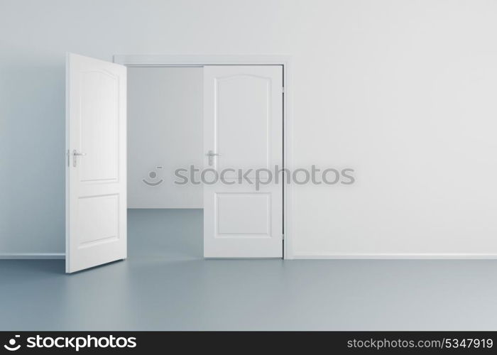 empty white room with opened door