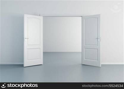 empty white room with opened door