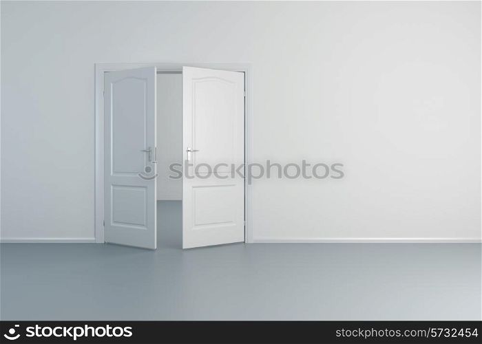 empty white room with opened door