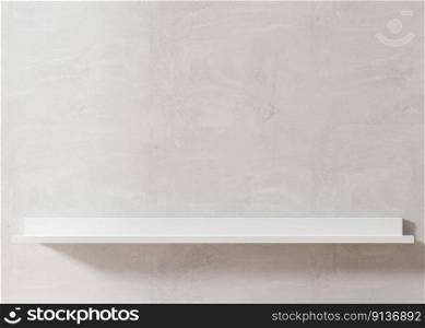 Empty white shelf and blank wall. Copy space for your object, product presentation. 3D rendering. Empty white shelf and blank wall. Copy space for your object, product presentation. 3D rendering.