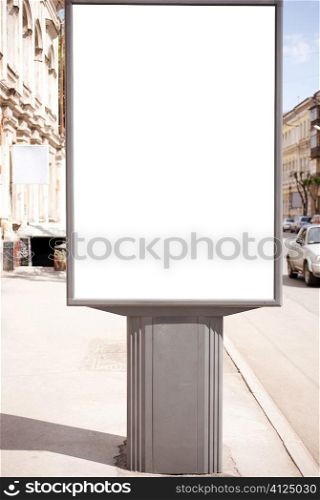 empty white space on street billboard, focus point selective