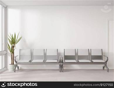 Empty white wall in modern art gallery. Mock up interior in minimalist style. Free, copy space for your artwork, picture, text, or another design. Empty exhibition space. 3D rendering. Empty white wall in modern public space. Mock up for advertisement. Free, copy space for your billboard. White waiting room with empty space for signboard, poster. 3D rendering.