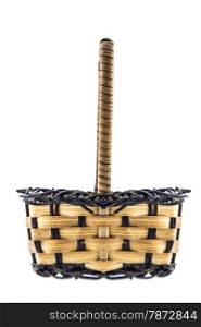 empty wicker basket . Small empty wicker basket isolated on white background
