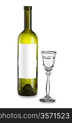 empty wine bottle and glass