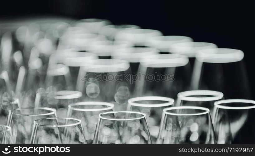 Empty wine glasses on table in restaurant
