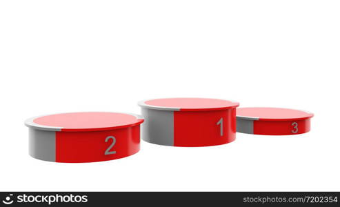 Empty winners podium sports awards or rewards. Ceremony celebration display of competition triumph in stadium isolated on white background. 3d abstract illustration