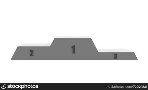 Empty winners podium sports awards or rewards. Ceremony celebration display of competition triumph in stadium isolated on white background. 3d abstract illustration