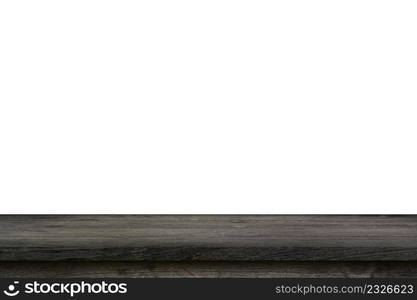 Empty wood table on isolate white background and display montage with copy space for product.