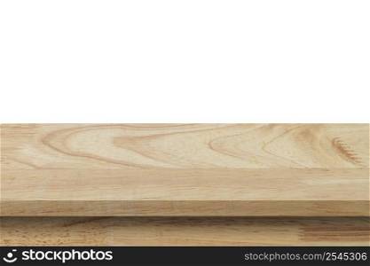 Empty wood table on isolate white background and display montage with copy space for product.