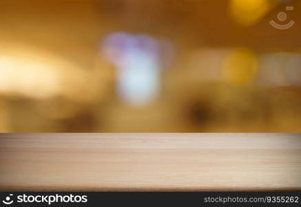 Empty wood table top and blur of out door garden background Empty wooden table space for text marketing promotion. blank wood table copy space background