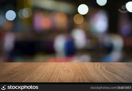 Empty wood table top and blur of out door garden background Empty wooden table space for text marketing promotion. blank wood table copy space background