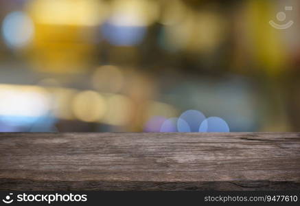 Empty wood table top and blur of out door garden background Empty wooden table space for text marketing promotion. blank wood table copy space background