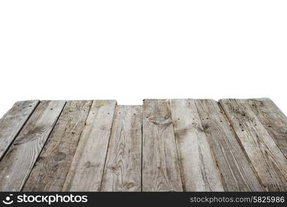 Empty wooden bridge isolated on white background