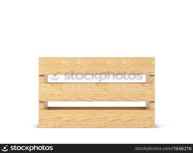 Empty wooden crate box. 3d illustration isolated on white background