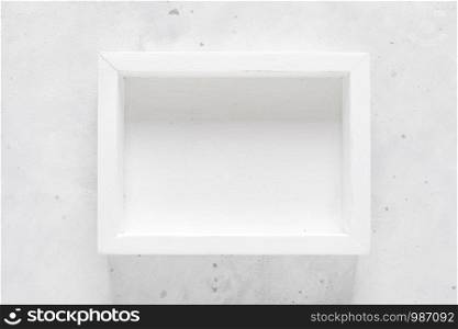 Empty wooden crate box on white background, top view, space for text