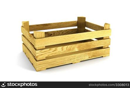 empty wooden crate. Isolated 3d rendering