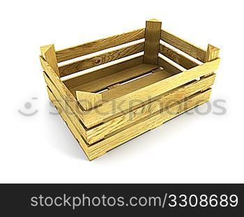 empty wooden crate. Isolated 3d rendering