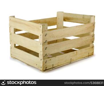 Empty wooden fruit crate isolated on white
