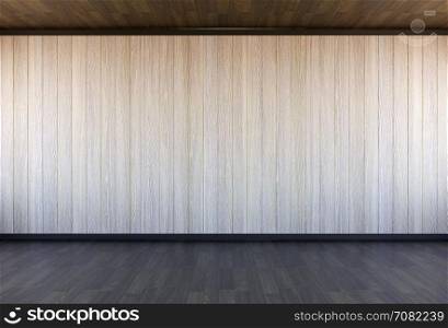 Empty wooden room interior, 3D rendering