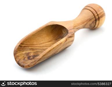 Empty wooden scoop isolated on white