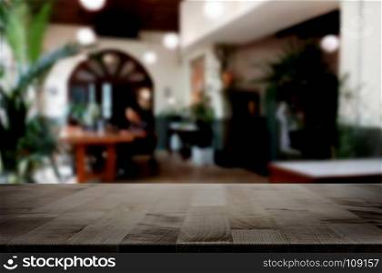 Empty wooden table and room interior decoration background, product montage display, window background.