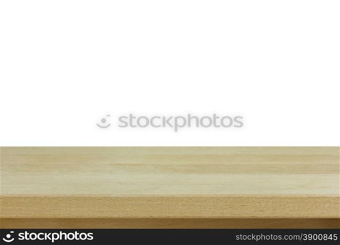 empty wooden table isolated on white
