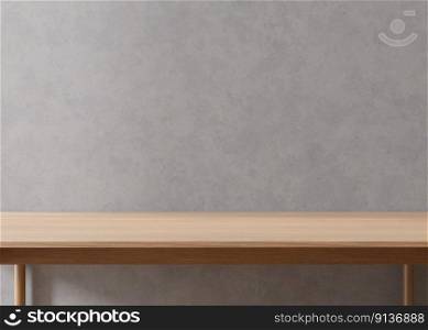 Empty wooden table top and blank concrete wall. Copy space for your object, product presentation. 3D rendering. Empty wooden table top and blank concrete wall. Copy space for your object, product presentation. 3D rendering.