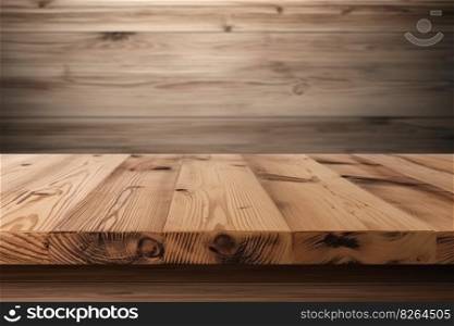 Empty wooden table top. Copy space for your object, product presentation. Display, promotion, advertising. Empty scene. Generative AI. Empty wooden table top. Copy space for your object, product presentation. Display, promotion, advertising. Empty scene. Generative AI.