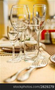 emty wineglasses on reastaurant table