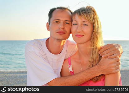 Enamoured man and woman on beach