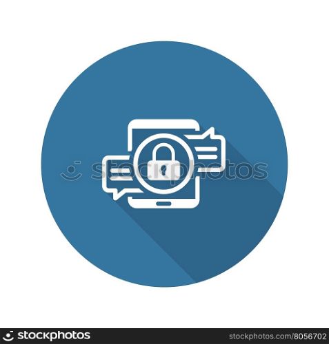 Encrypted Messaging Icon. Flat Design.. Encrypted Messaging Icon. Flat Design. Security Concept with a Tablet and a Message with Padlock. Isolated Illustration. App Symbol or UI element.