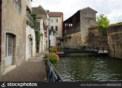 End of canel in Old town Dole, France
