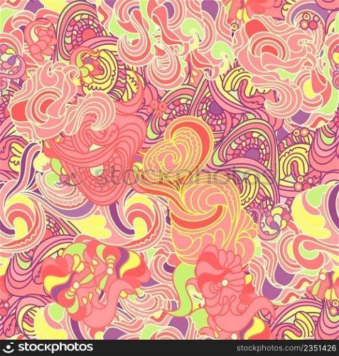 Endless background. Ethnic seamless pattern. Doodling hand draw floral design.. Vector seamless abstract texture