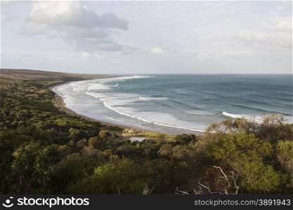 Endless sandy beaches along the coast Great Ocean Road in Victoria, Australia