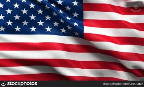 Endlosschleife der amerikanischen Flagge im Wind - Seamless loop of the American flag waving in the wind