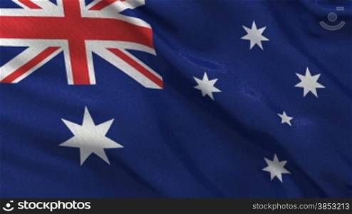 Endlosschleife der australischen Flagge im Wind - Seamless loop of the Australian flag waving in the wind