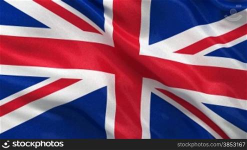Endlosschleife der britischen Flagge im Wind - Seamless loop of the British flag waving in the wind