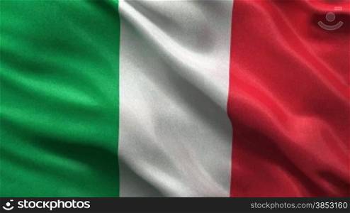 Endlosschleife der Nationalflagge Italiens im Wind - Seamless loop of the Italian flag waving in the wind