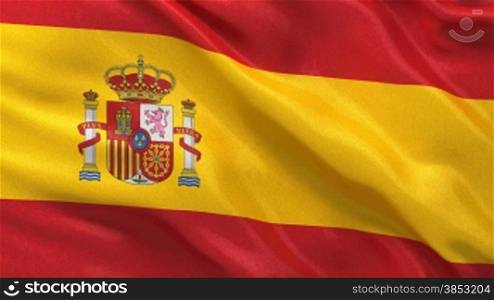 Endlosschleife der spanischen Flagge im Wind - Seamless loop of the spanish flag waving in the wind