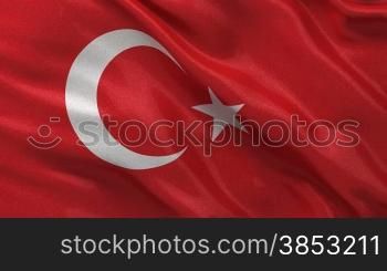 Endlosschleife der tnrkischen Flagge im Wind - Seamless loop of the Turkish flag waving in the wind