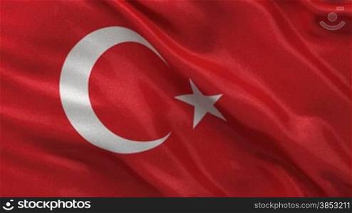 Endlosschleife der tnrkischen Flagge im Wind - Seamless loop of the Turkish flag waving in the wind