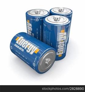 Energy batteries on white backround. Three-dimensional image. 3d