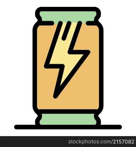Energy drink icon. Outline energy drink vector icon color flat isolated. Energy drink icon color outline vector